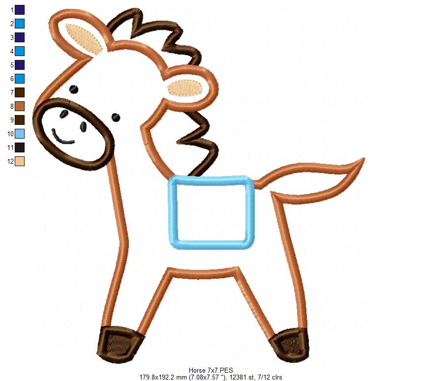 Sweet Little Horse Applique - Appliqué – Machine Embroidery Design