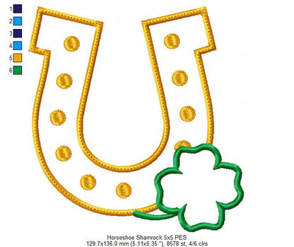 Horseshoe and Shamrock - Applique