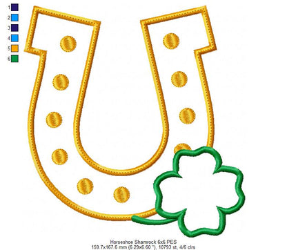 Horseshoe and Shamrock - Applique