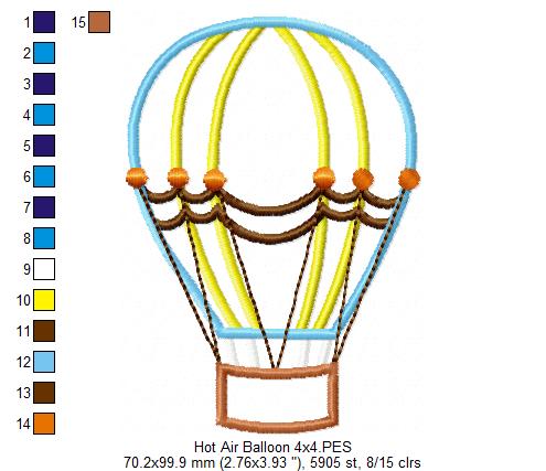 Hot Air Balloon - Applique - Machine Embroidery Design