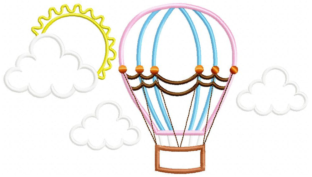 Hot Air Balloon and Clouds - Applique