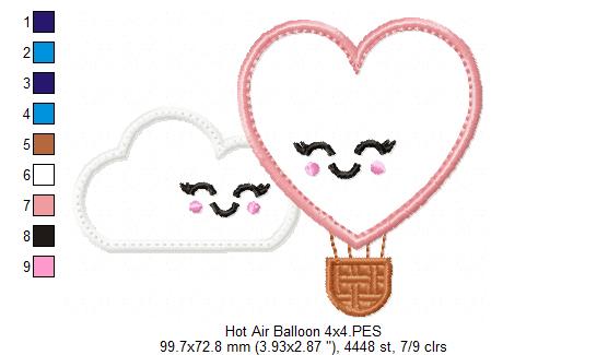 Hot Air Balloon and Cloud - Applique