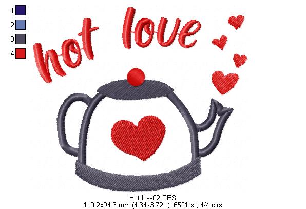 Hot Love - Valentine's - Applique - Machine Embroidery Design