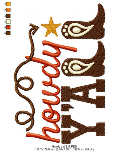 Howdy Y'all - Fill Stitch Embroidery