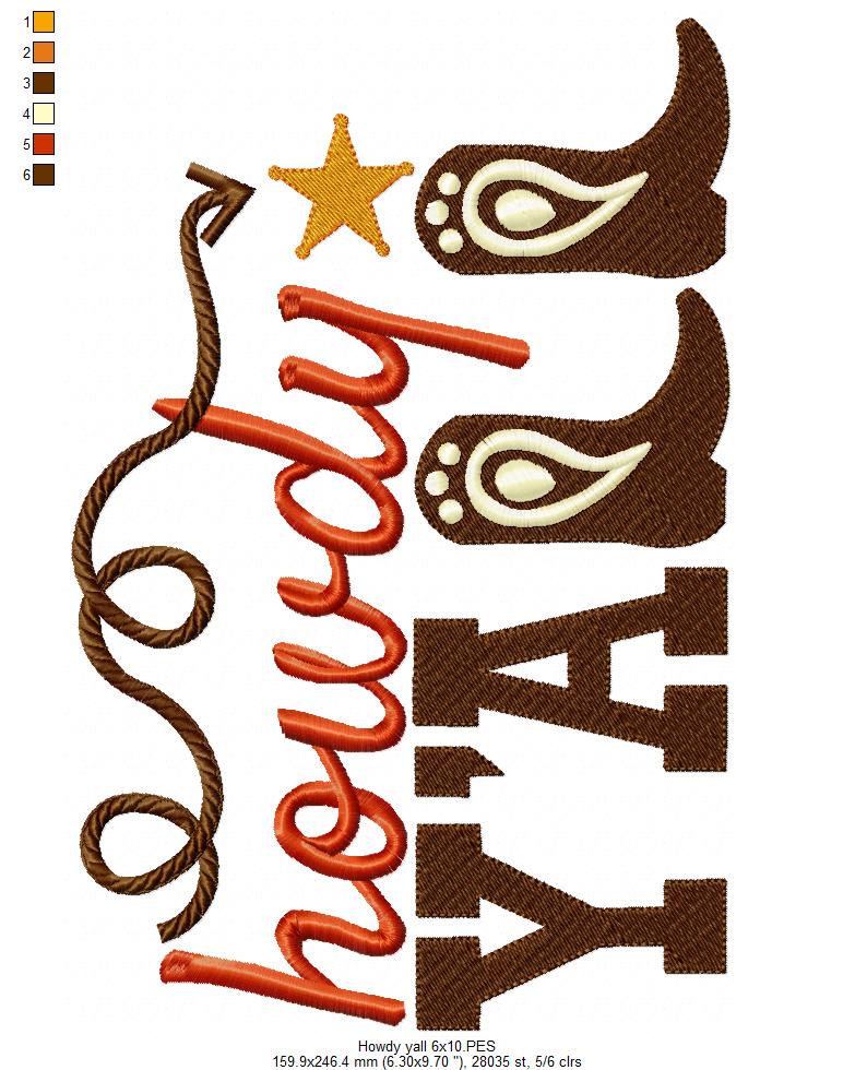 Howdy Y'all - Fill Stitch Embroidery