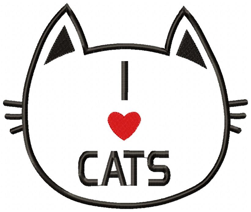 I Love Cats – Appliqué – Machine Embroidery Design