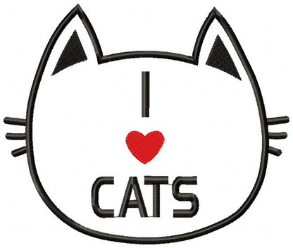 I Love Cats – Appliqué – Machine Embroidery Design