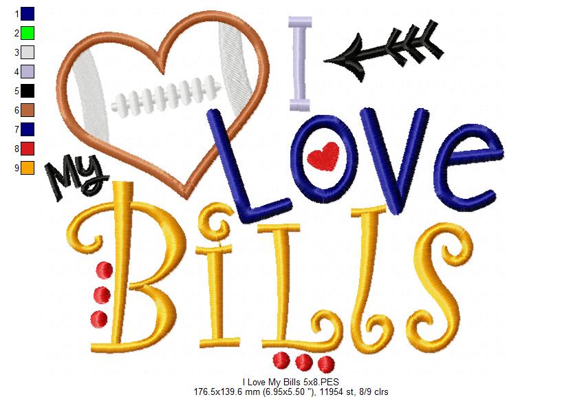 Football I Love my Bills - Applique