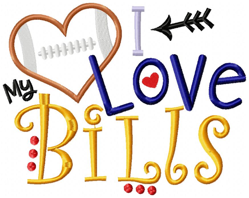 Football I Love my Bills - Applique