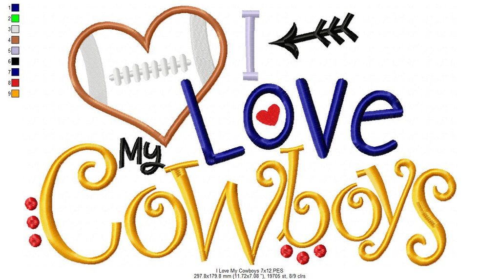 I Love My Cowboys - Applique