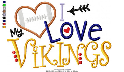 Football I Love my Vikings - Applique