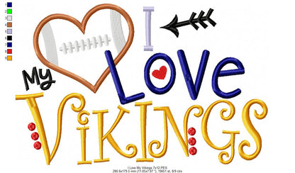 Football I Love my Vikings - Applique