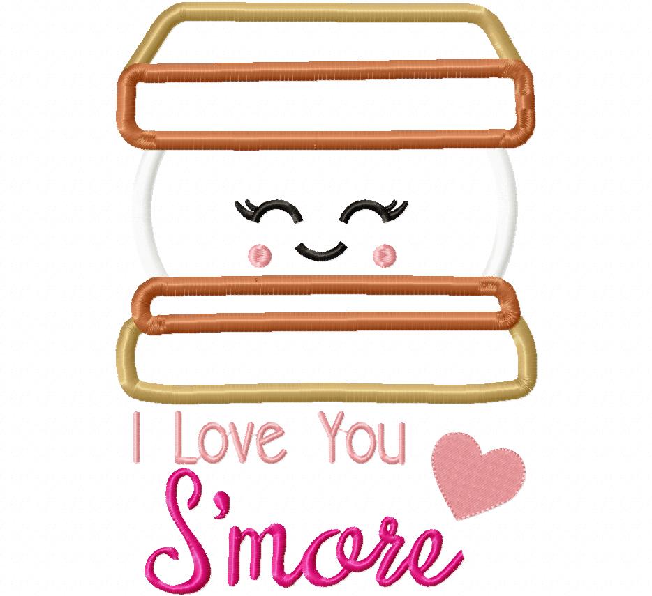 I Love You S'more  - Applique - Machine Embroidery Design