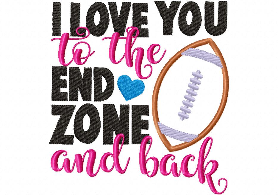 Football Love End Zone - Appliqué - Machine Embroidery Design