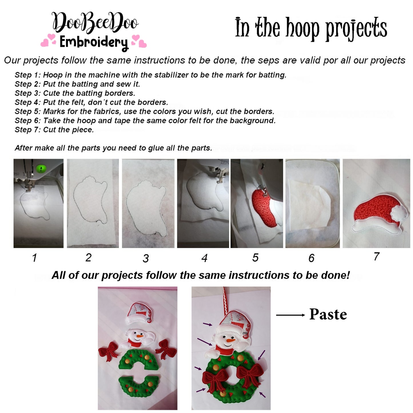 Snowman Wreath Christmas - ITH Project - Machine Embroidery Design