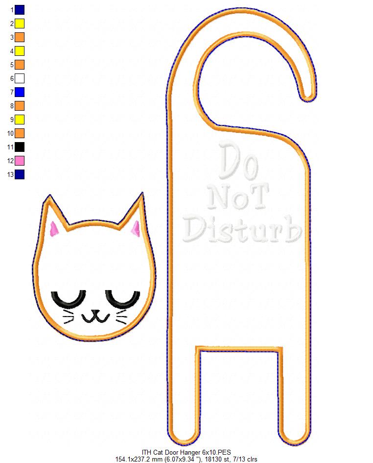 Cute Cat and Dog Door Hanger - ITH Project - Machine Embroidery Design