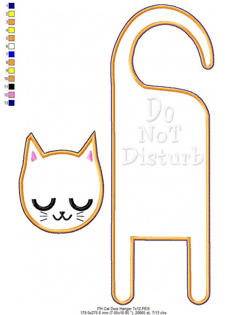 Cute Cat Door Knob Hanger - ITH Project - Machine Embroidery Design
