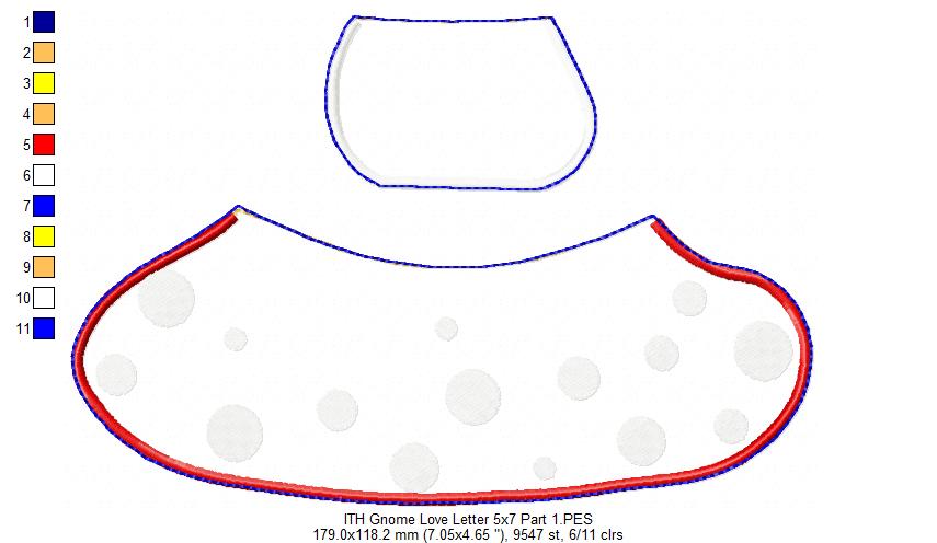 Gnome Love Letter Ornament  - ITH Project - Machine Embroidery Design