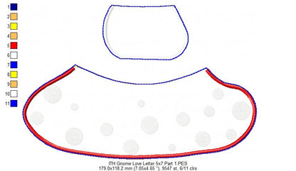 Gnome Love Letter Ornament  - ITH Project - Machine Embroidery Design