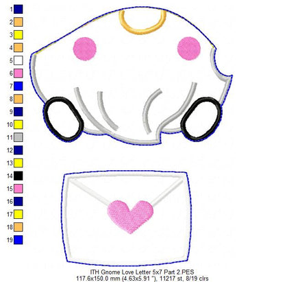 Gnome Love Letter Ornament  - ITH Project - Machine Embroidery Design