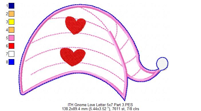Gnome Love Letter Ornament  - ITH Project - Machine Embroidery Design