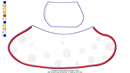 Gnome Love Letter Ornament  - ITH Project - Machine Embroidery Design