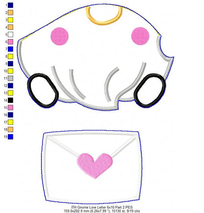 Gnome Love Letter Ornament  - ITH Project - Machine Embroidery Design
