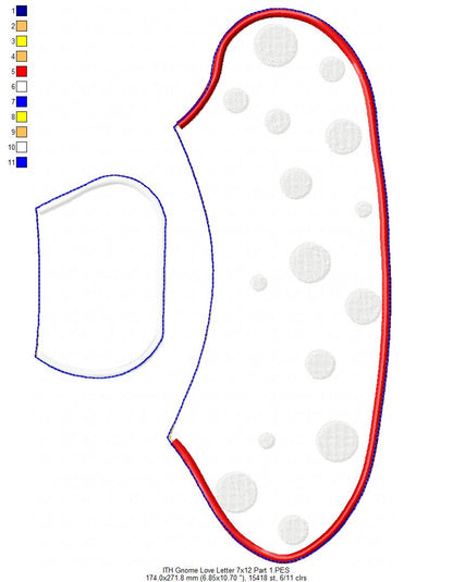Gnome Love Letter Ornament  - ITH Project - Machine Embroidery Design