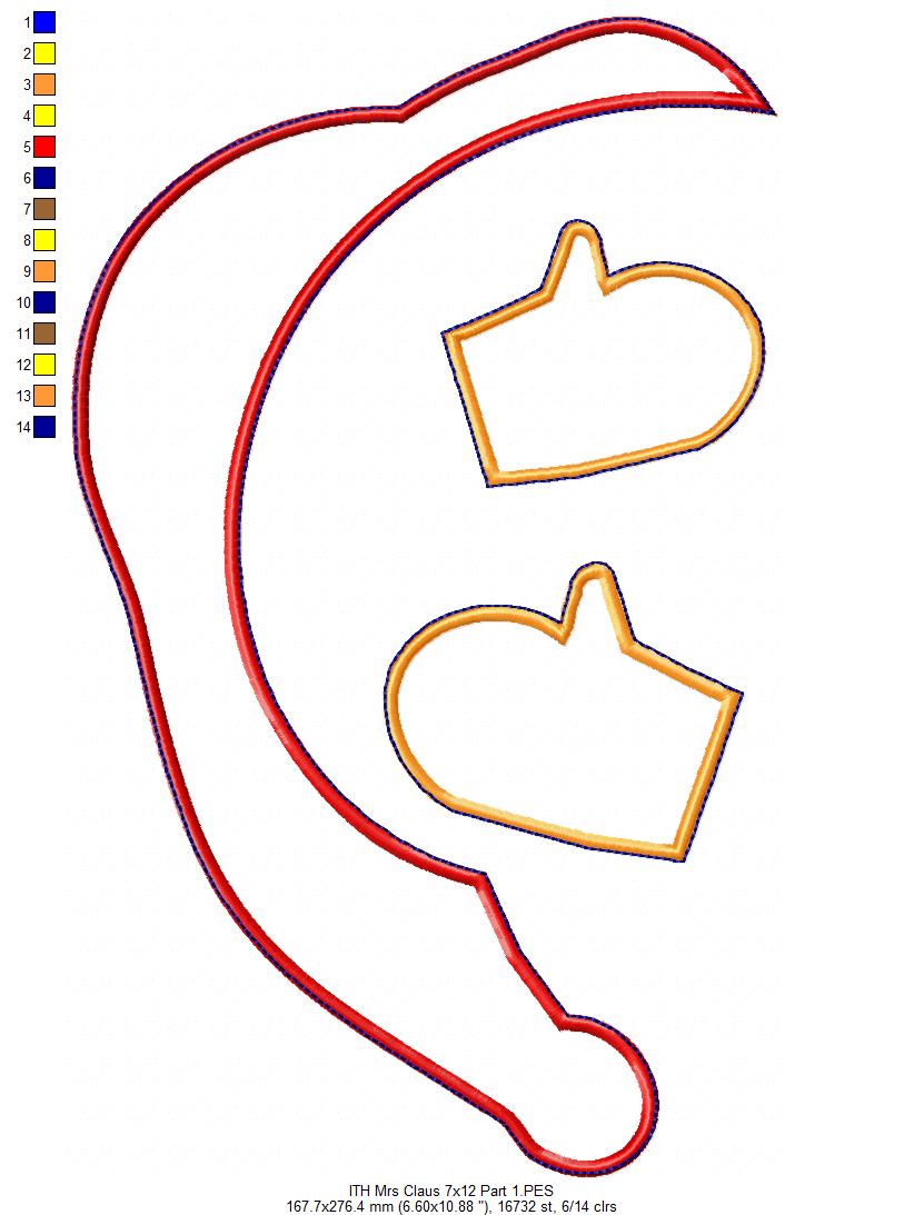 Santa Claus Family Vase Ornament - ITH Project - Machine Embroidery Design