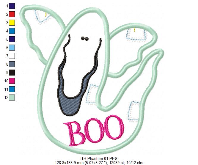 Boo Ghost Door Ornament - ITH Project - Machine Embroidery Design