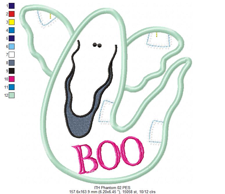 Boo Ghost Door Ornament - ITH Project - Machine Embroidery Design