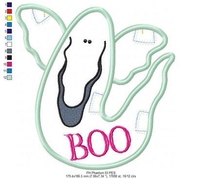 Boo Ghost Door Ornament - ITH Project - Machine Embroidery Design