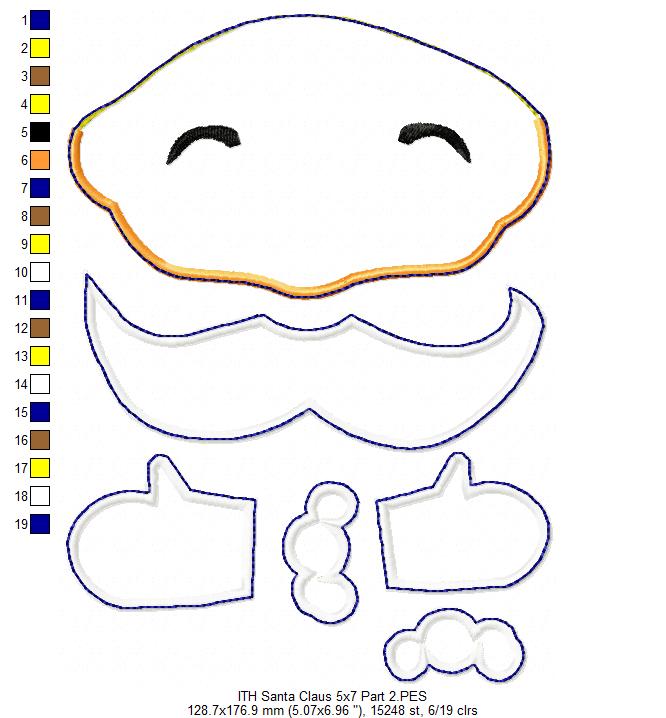 Cute Santa Claus Ornament - ITH Project - Machine Embroidery Design