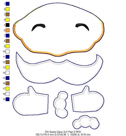 Cute Santa Claus Ornament - ITH Project - Machine Embroidery Design