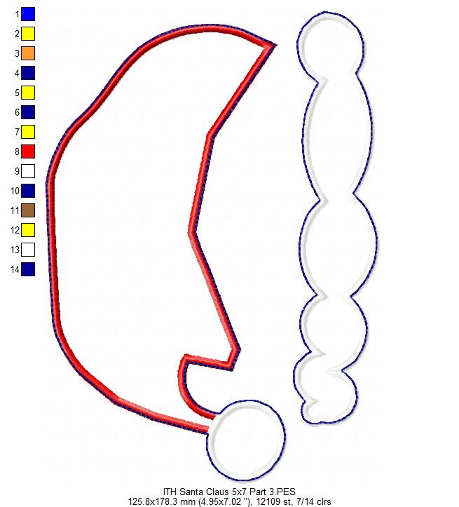 Cute Santa Claus Ornament - ITH Project - Machine Embroidery Design