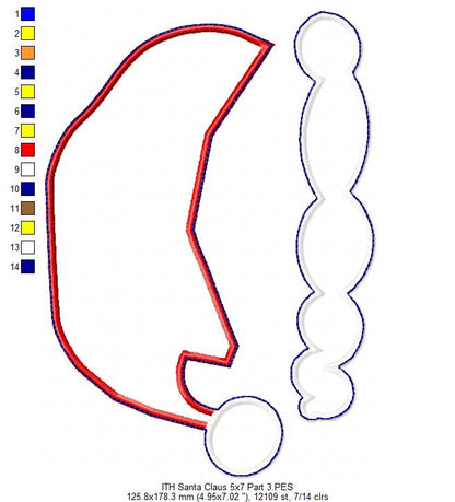 Cute Santa Claus Ornament - ITH Project - Machine Embroidery Design