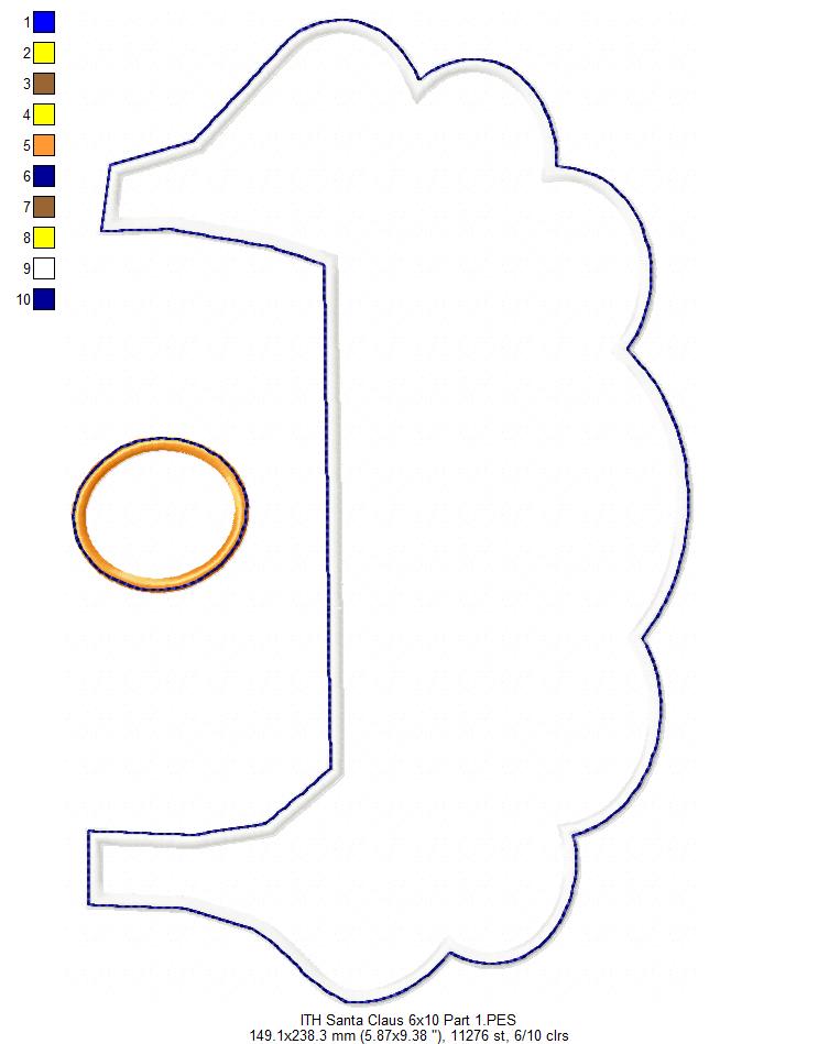 Cute Santa Claus Ornament - ITH Project - Machine Embroidery Design
