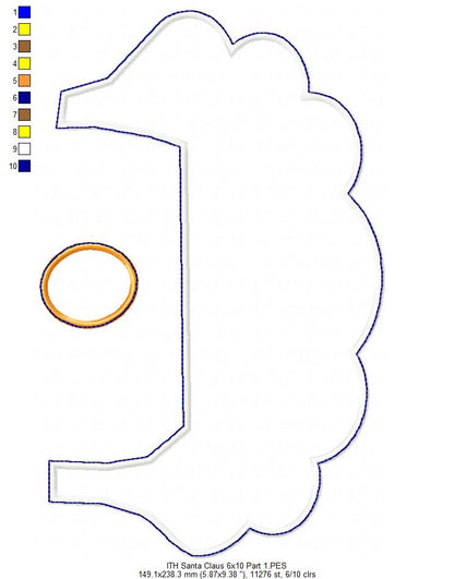 Cute Santa Claus Ornament - ITH Project - Machine Embroidery Design