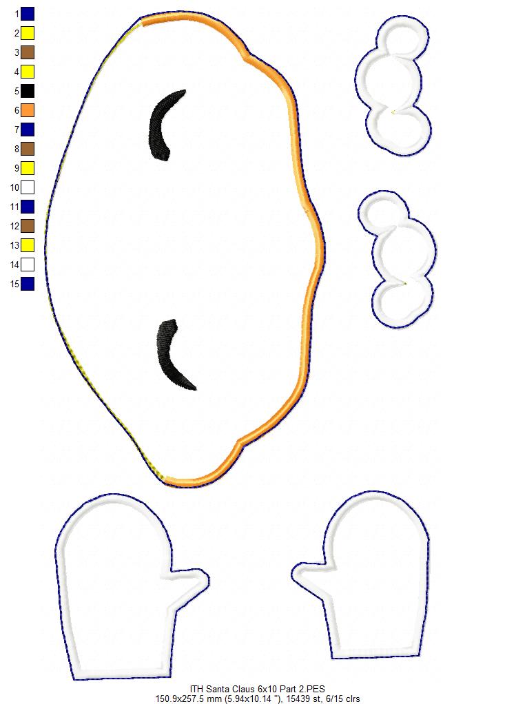 Cute Santa Claus Ornament - ITH Project - Machine Embroidery Design