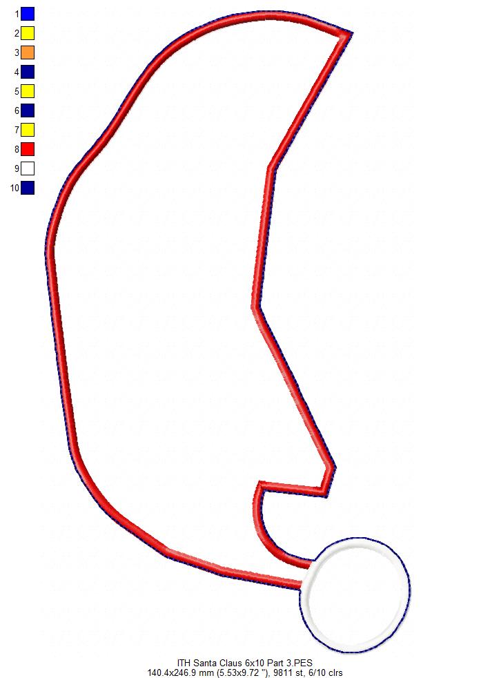 Cute Santa Claus Ornament - ITH Project - Machine Embroidery Design