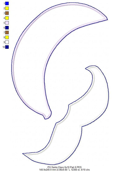 Cute Santa Claus Ornament - ITH Project - Machine Embroidery Design