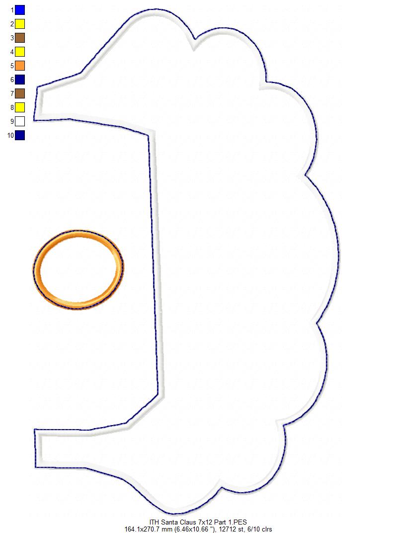 Cute Santa Claus Ornament - ITH Project - Machine Embroidery Design