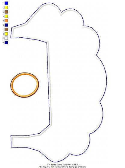 Cute Santa Claus Ornament - ITH Project - Machine Embroidery Design