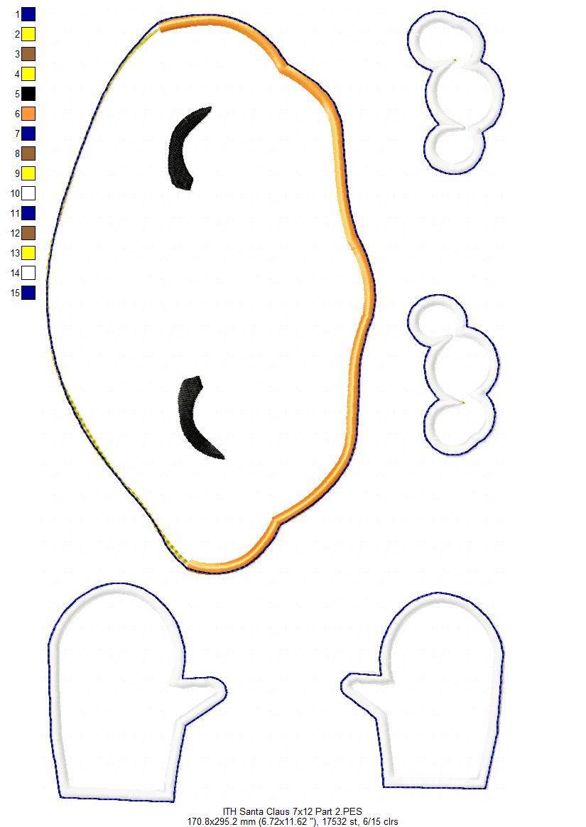 Cute Santa Claus Ornament - ITH Project - Machine Embroidery Design