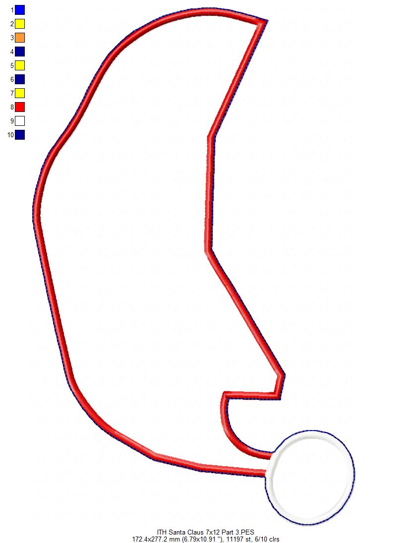 Cute Santa Claus Ornament - ITH Project - Machine Embroidery Design