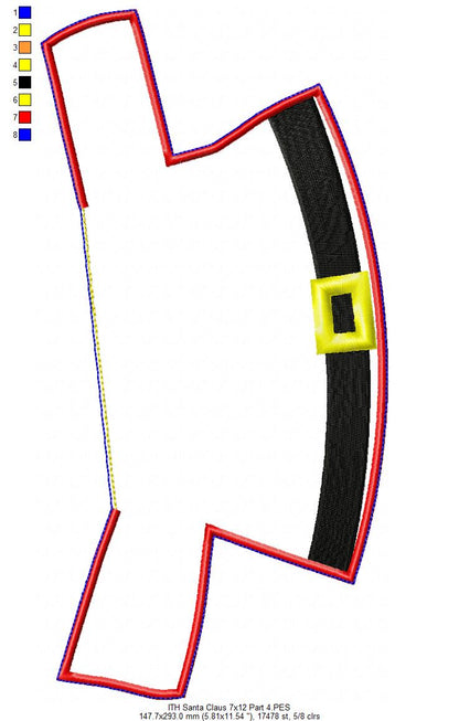 Cute Santa Claus Ornament - ITH Project - Machine Embroidery Design