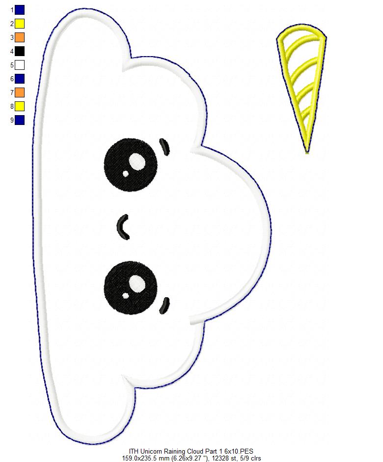 Unicorn Raining Cloud Door Ornament - ITH Project - Machine Embroidery Design