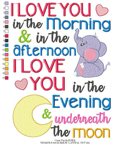 I love You in the Morning & in the Afternoon - Fill Stitch