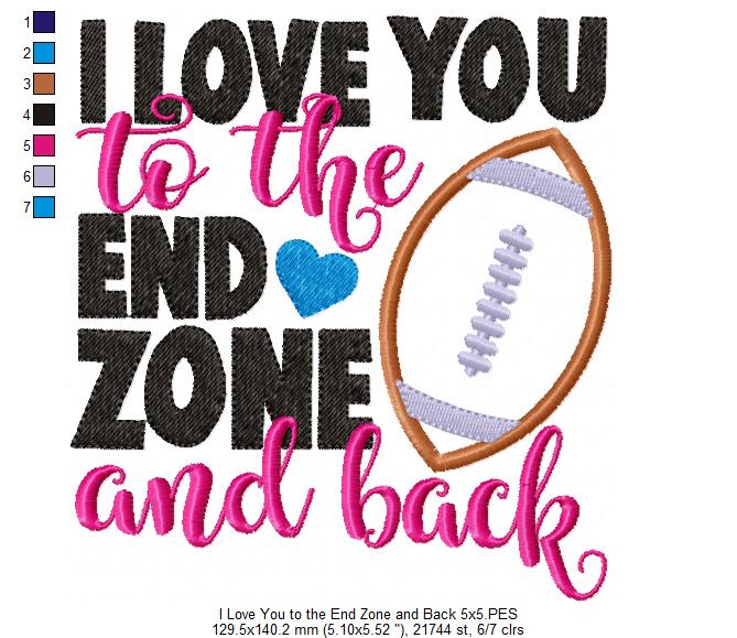 Football Love End Zone - Appliqué - Machine Embroidery Design