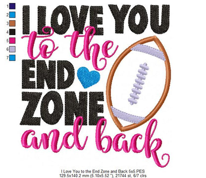 Football Love End Zone - Appliqué - Machine Embroidery Design
